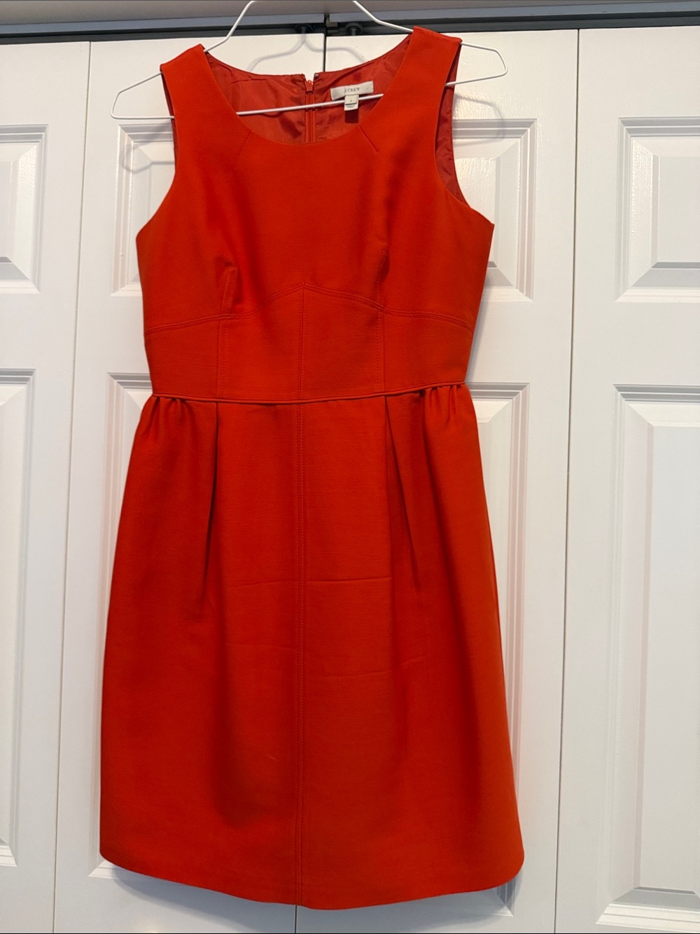 J. Crew Bright Red Sleeveless Midi Dress